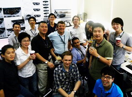 Engineering Interns taking a photo with collegue in the office