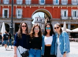 Students posing In Madrid.