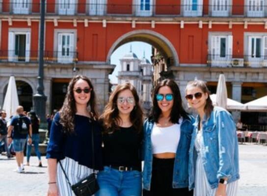 Students posing In Madrid.