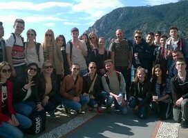 Young group of students on excursion