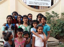 group picture outside Janani Home for Girls