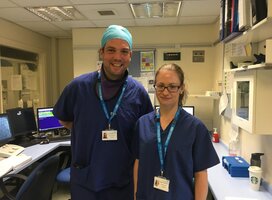 students shadowing doctors in a hospital