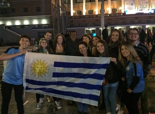 Students show off their Uruguay pride.