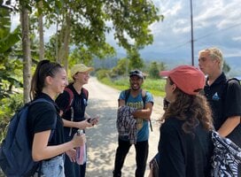 Team with interns on the road