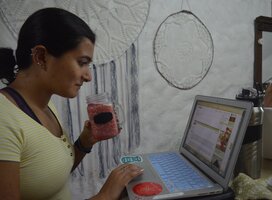 girl studying at desk on laptop