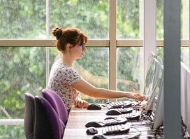 Student working at desk