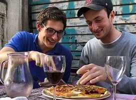 Study abroad students enjoy pizza in Rome