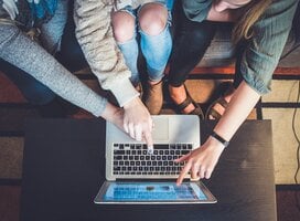 Students taking online class
