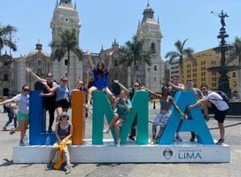 Lima sign in the historic city center
