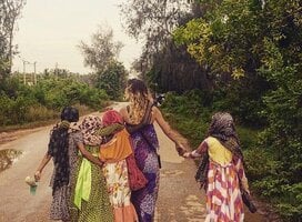 A volunteer with children, PDS Zanzibar, Tanzania