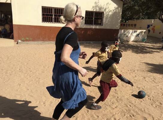 playing and running with the kids