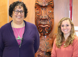 Past particiant Bridget Alaniva with Dr Aroha Harris