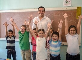 Volunteer teaches at the school in Armenia