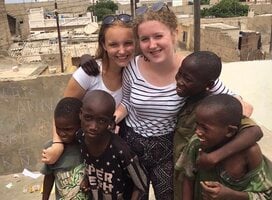Care volunteers with the children