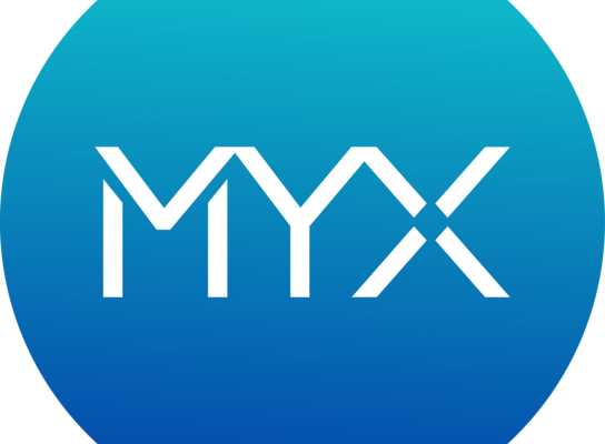 MYX logo in vibrant hues of blue