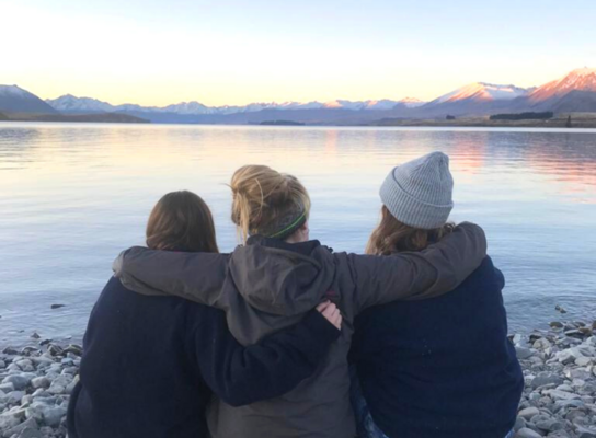 Gap Year participants sharing sunset view in NZ