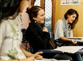 Students enjoying Hindi class