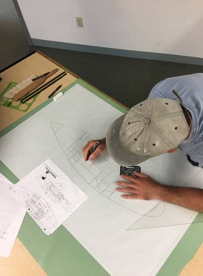 Student working on 2D drafting