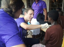 Medical outreach in a school to dress wounds 