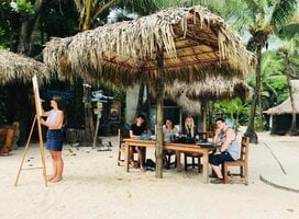 Study spanish at the beach
