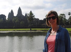 Our Director Rosie with a Cambodian Temple