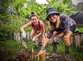 Working in our mandala garden