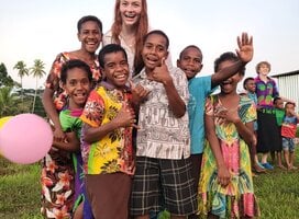 Hanging with kids in a local Fijian village 