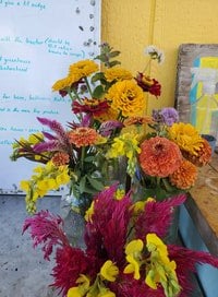A vase of farm-grown flowers