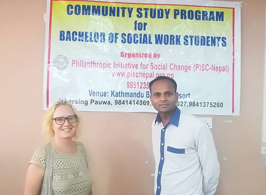 Emily Braley, graduate student of University of Florida and Prabin Khanal, Executive Director of PISC-Nepal. She came as a volunteer under Community Study Program