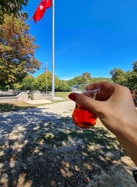 Drink tea outdoors with a view