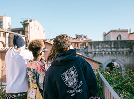 3 students looking into the distance