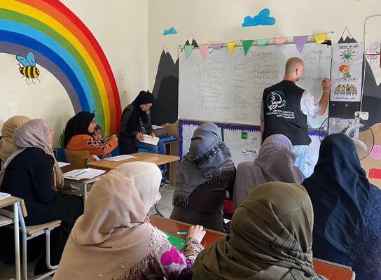 Teacher teaching students ESL