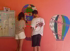 Decorating the entrance of a kindergarten!