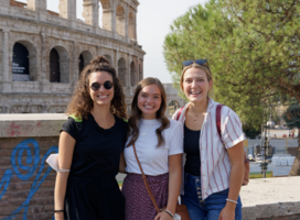 Students in front of the Colosseum