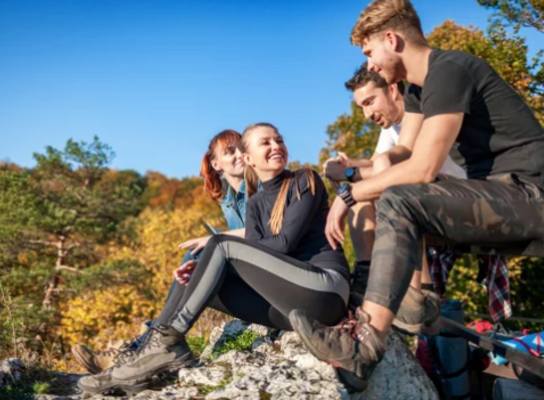 Friends on hiking trail