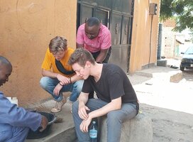 Volunteers were learning how to make briquettes using char