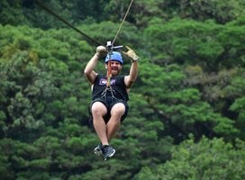 Mike Ziplining in Cloud Rainforest
