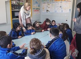 Volunteer at work with children