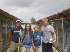Volunteers at work in the shelter