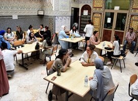 Students meet their language partners for the first time