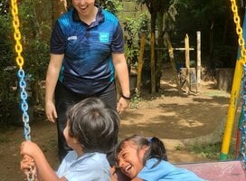 Volunteer with children