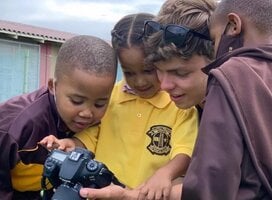 gap year student volunteering in after school sports program in South Africa