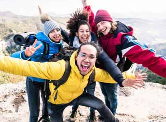 Group of hikers on a mountain