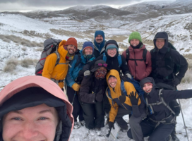 Hiking in snow on the Pisa Mountain Range