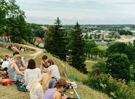 Students on a hill in Estonia