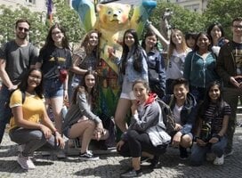 Students in Germany posing in a group