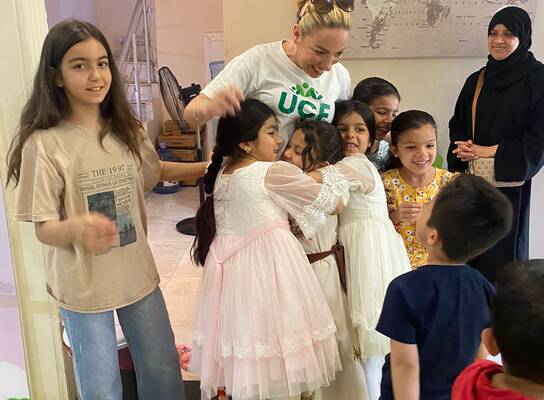 Children brining smiles to the staff and volunteers at the centre