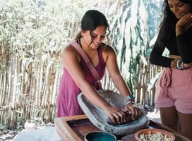 Students engaged in Maya cultural immersive learning in Belize.
