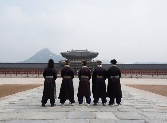 Group of students in front of temple