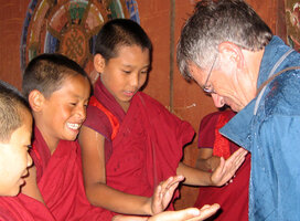 Foreigner with Buddhist Student
